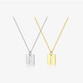 FUAMAY Fashion 18K Gold Plated 925 Sterling Silver Love Plain Square Baguette Pendant Necklace for Women