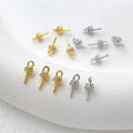 Cup Pearl Bail Pin Peg Pendants Gold Eye Pinch Bails CZ Zircon Round Pendant Screw Pins for Jewelry Making Accessories