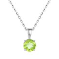 Simple Gift for Women 925 Sterling Silver round Cut 6.5MM Green Peridot Pendant Necklace Trendy Style for Weddings Parties
