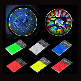 High Light Reflective Safety Bicycle Wheel Warning Sticker Mountain Bike Rim Mount Clip Tube Strip Colorful Reflector Spokes