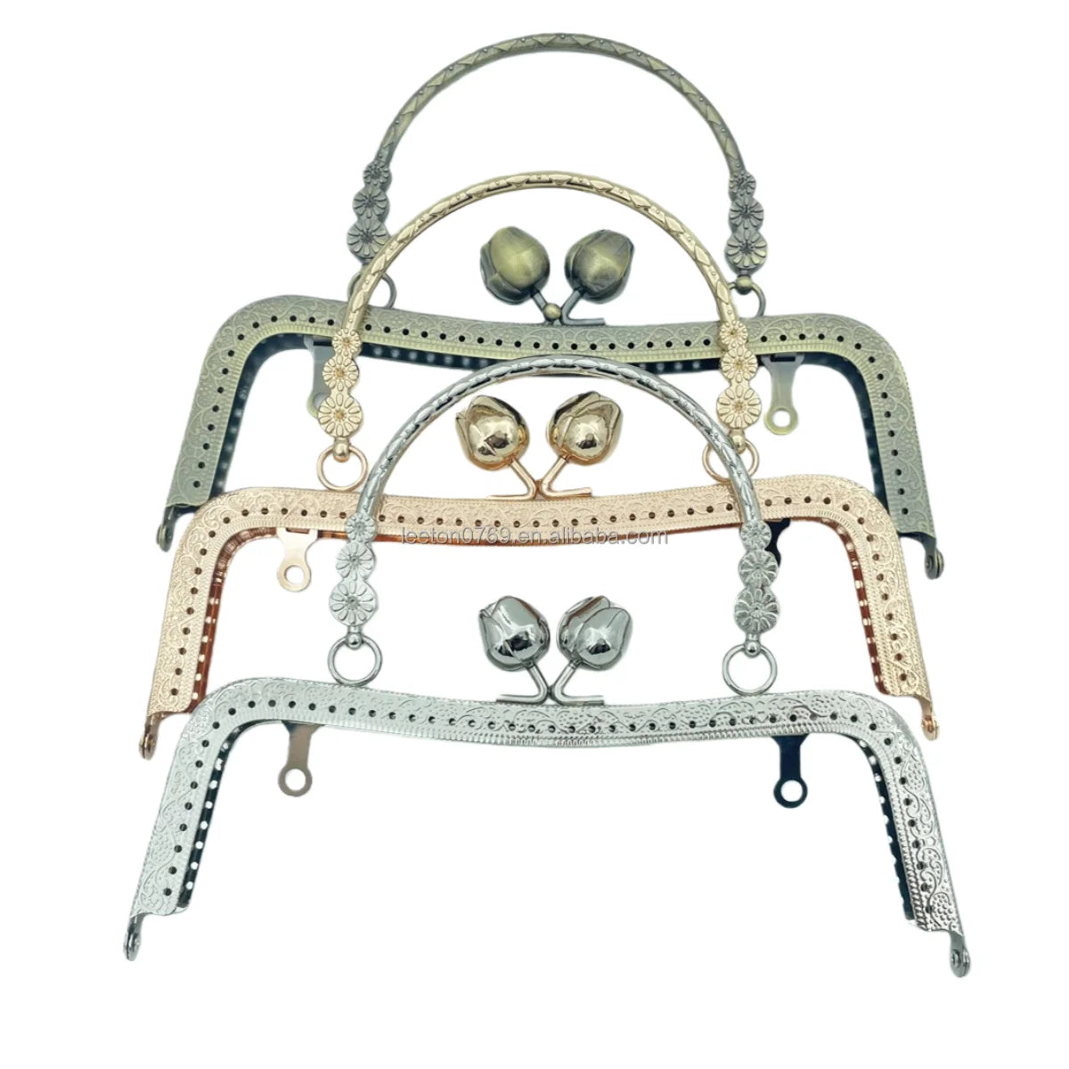 Factory Supply Bag Accessories 20 X 7cm Fashional Flower Ball Kissed Locked Metal Lady Bag Frame