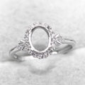Sterling Silver 6*8mm Semi Mount Ring Empty Frame Blank Support Claw Setting S925 Base Holder Without Center Stone DIY for Inlay