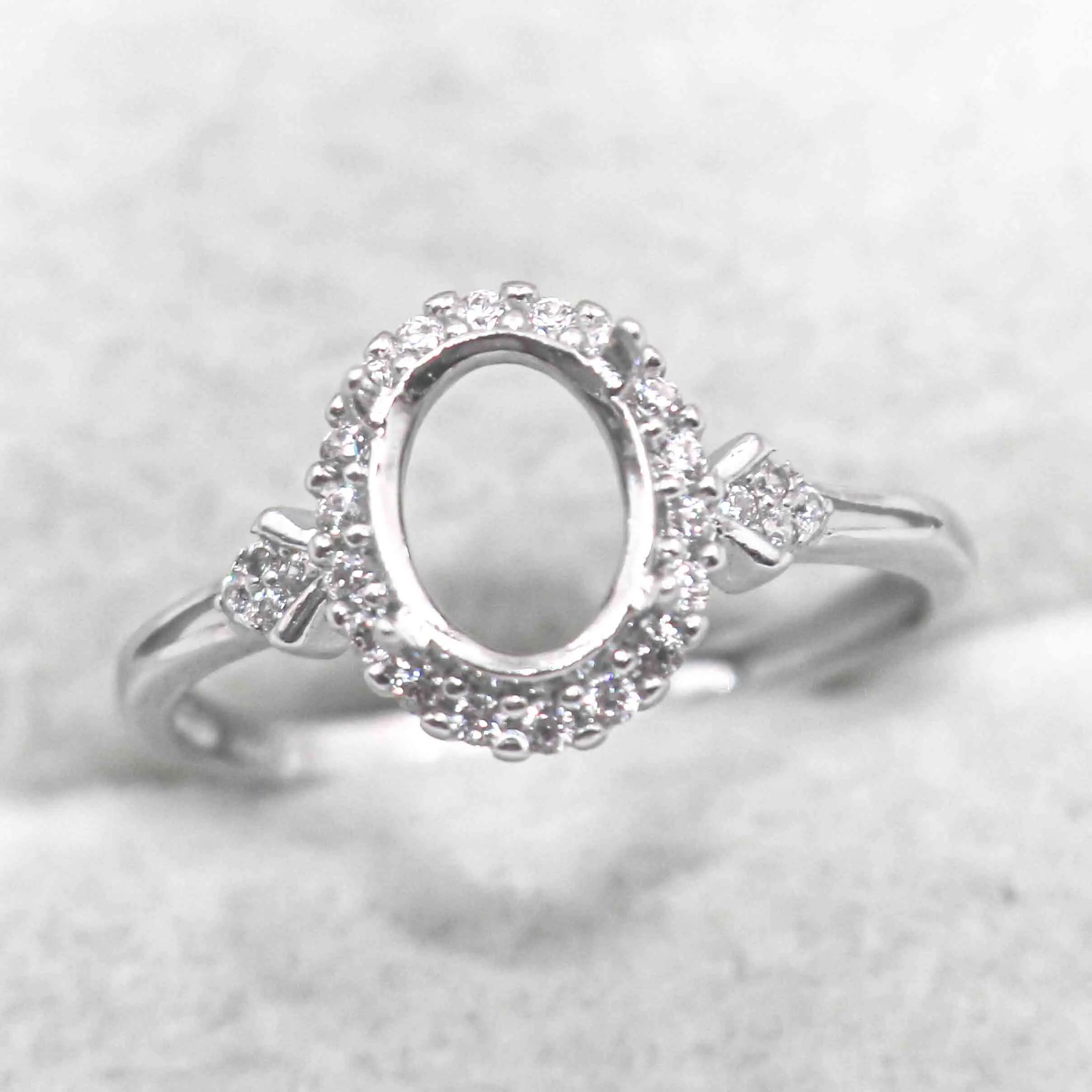 Sterling Silver 6*8mm Semi Mount Ring Empty Frame Blank Support Claw Setting S925 Base Holder Without Center Stone DIY for Inlay