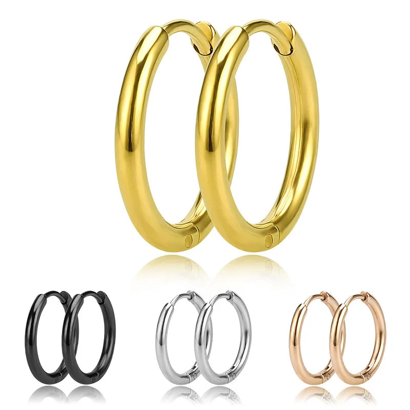 Minimalist Classic Unisex 18K Gold Plated Hoop Stainless Steel Earring