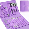 Manicure Kit 16 Pcs Stainless Steel Professional Nail Clippers Pedicure Sets Nail Care Tool Grooming Kit with Luxurious Leather