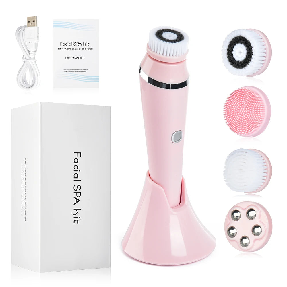 Waterproof Silicone Face Scubber Cleaning Brush Cleanser Exfoliating Spa Kit Facial Skin Cleansing Brush With Base
