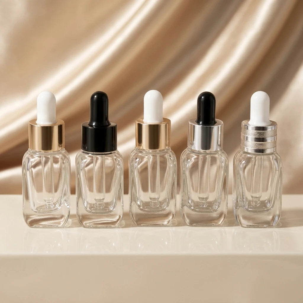 10ml square Glass Eyedropper Bottle Cosmetics Perfume Essence Packaging Transparent Eyedropper Bottle