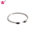 Olive Black Zirconia Minimalist Open Diamond Stacking Ring Simple Black CZ 925 Sterling Silver Adjustable Ring