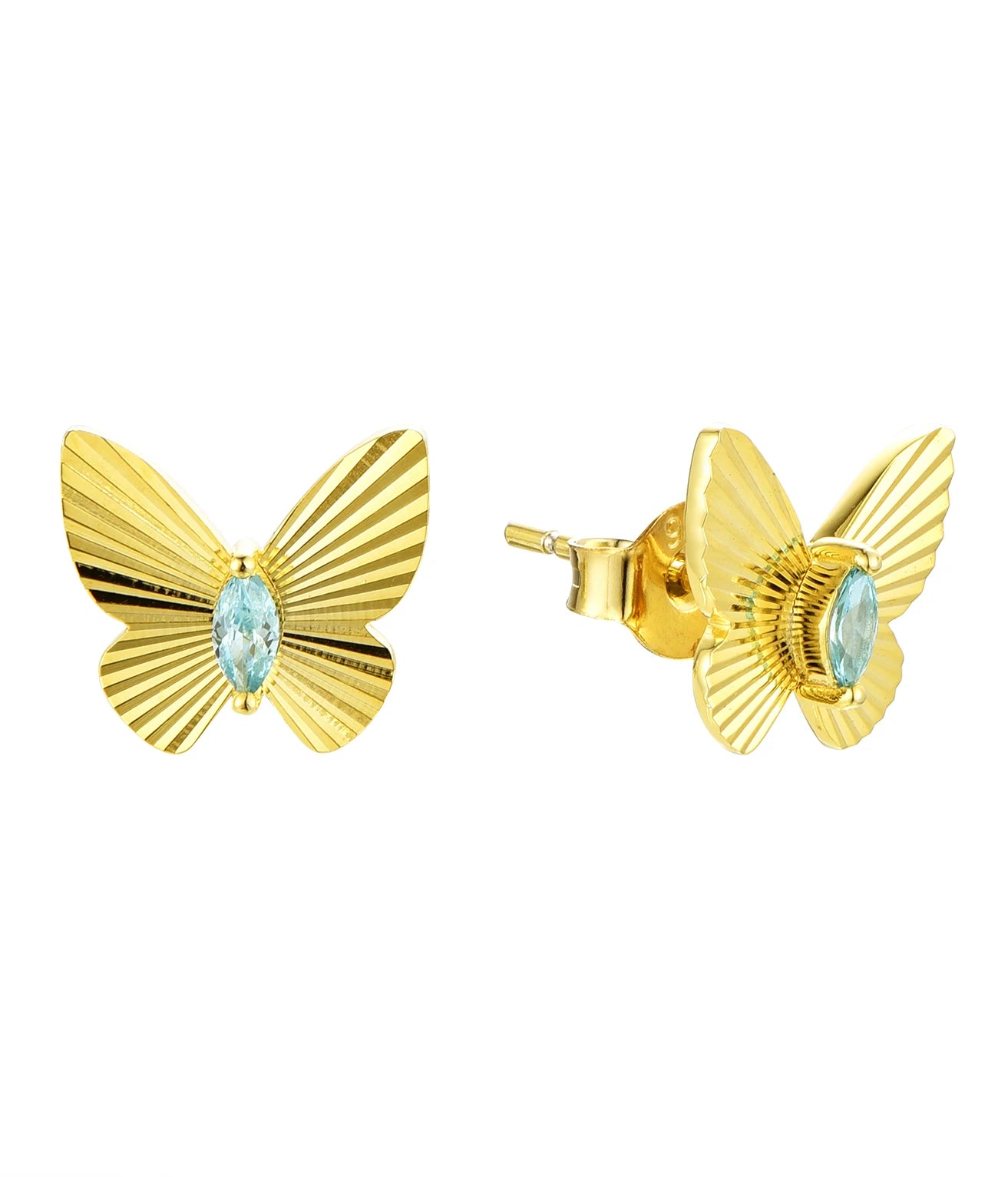 QX Custom OEM 925 Silver 18k Gold Plated Fine Fashion Jewelry Girls Luxury Blue Zircon Supplies Butterfly Women Earrings