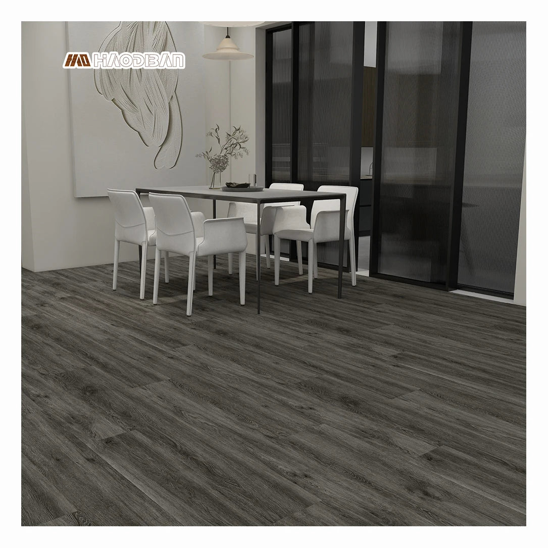 Pisos Vinilico SPC with Ixpe Waterproof 8mm 7.5mm Foshan Grey Wood Effect Anti-Slip Hotel Villa Indoor Click Flooring