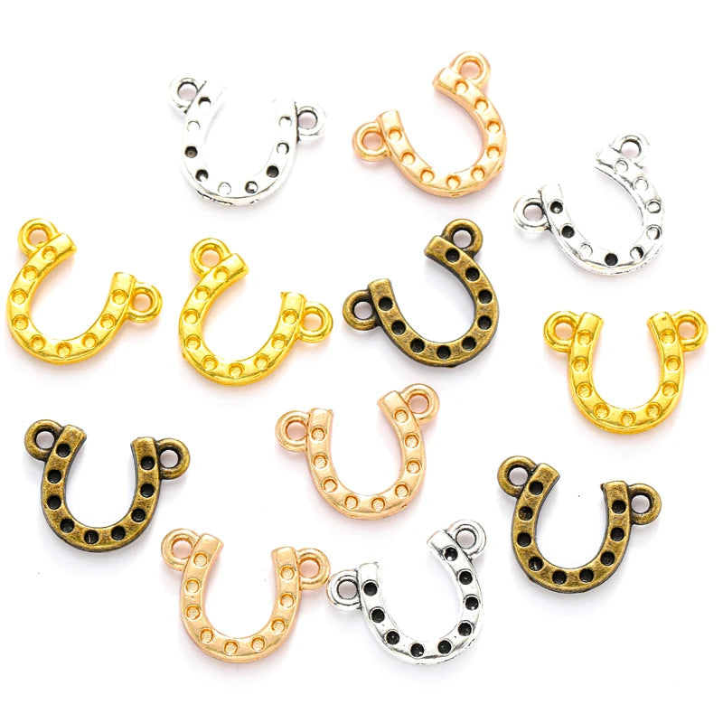 100pcs/bag 4 Colors Antique Silver Plated Horse's Hoof Charms Pendant:DIY for Bracelet Necklace 14*11mm D9317