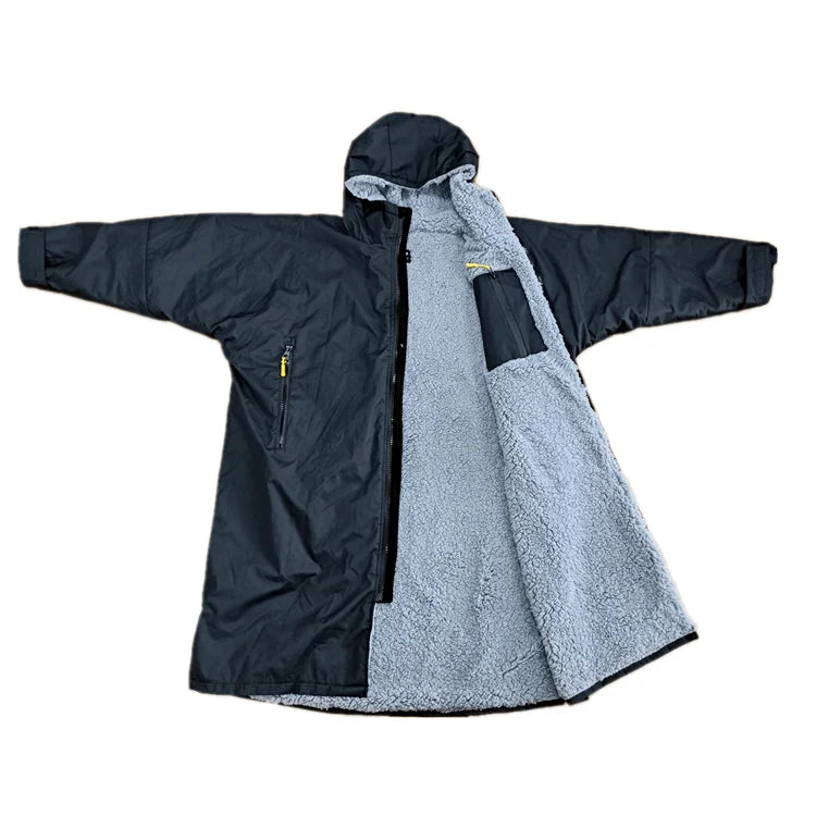 Waterproof Sherpa Fleece Lining Change Robe Oversized Advance Long Sleeve Swim Parka Changing Robe