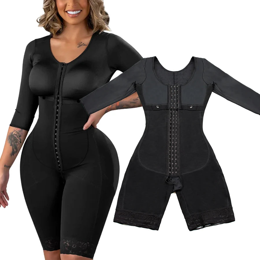 Mesh Long Sleeve Full Body Snatched Slimming Girdle s Colombian Belt Pour Femmes Arm Corset Shapers Bodysuit Shapewear