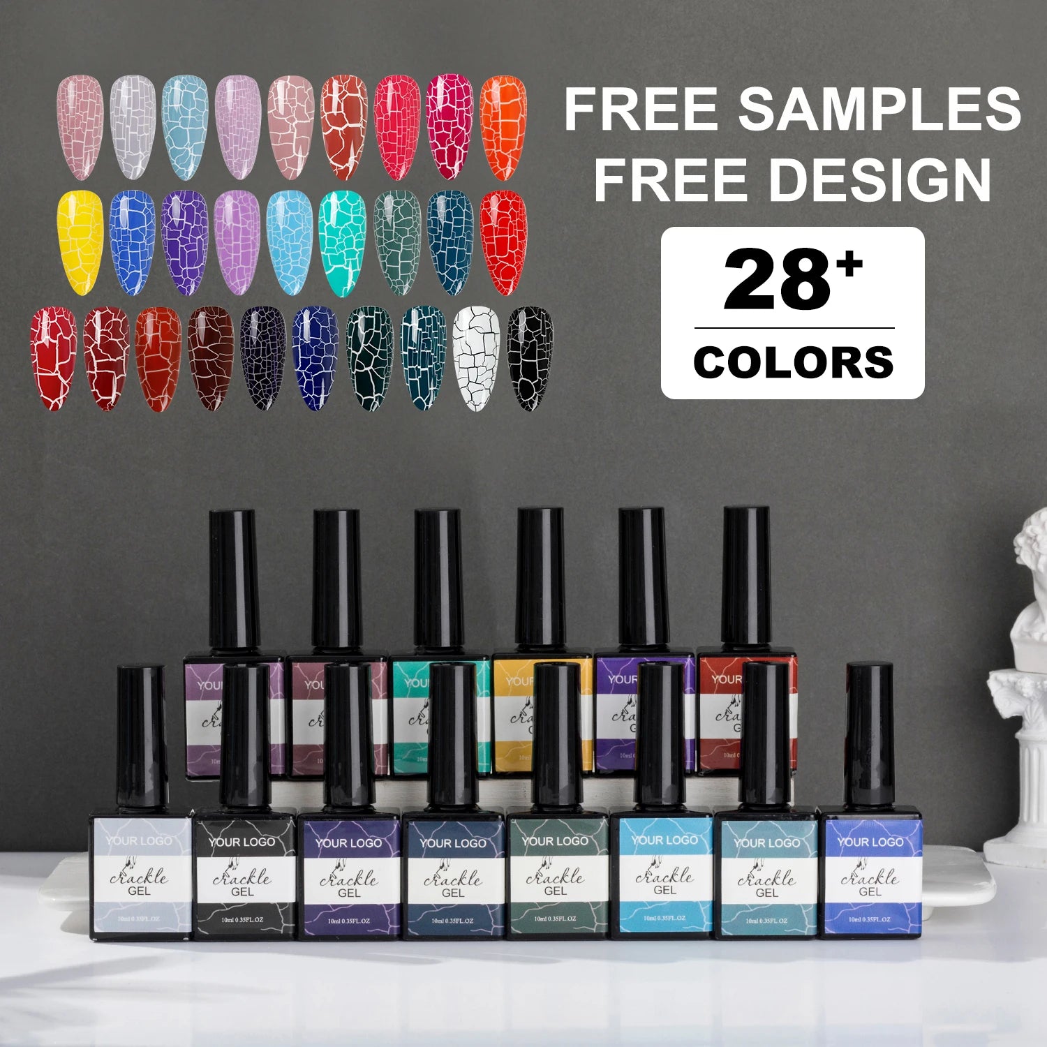 Westink Beauty Professional Gel Polish Vendor Crackle Gel Nail Art Polish With Different Color Coat Effect