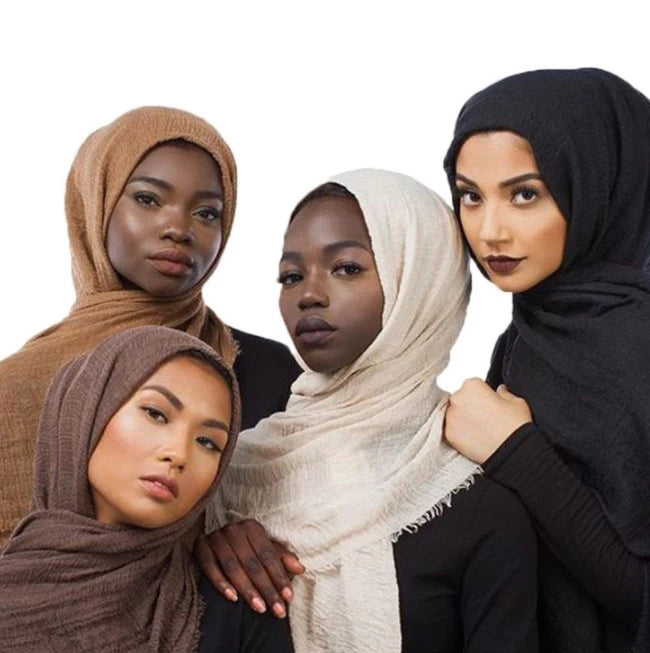 Factory Wholesale Linen Shawl for Muslim Women 60 Color Fashion Solid Shawl Cotton Crinkle Hijab Scarf for Spring