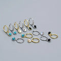 925 Sterling Silver Artificial Agate Turquoise Pendants Earrings Drop Dangle Huggie Hoops Earring for Women Girls Jewelry