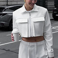 Enyami Urban Wear Boutique Clothing Women Work Leisure Pockets White Jackets Shirt Tops Women Female Ladies Blouses