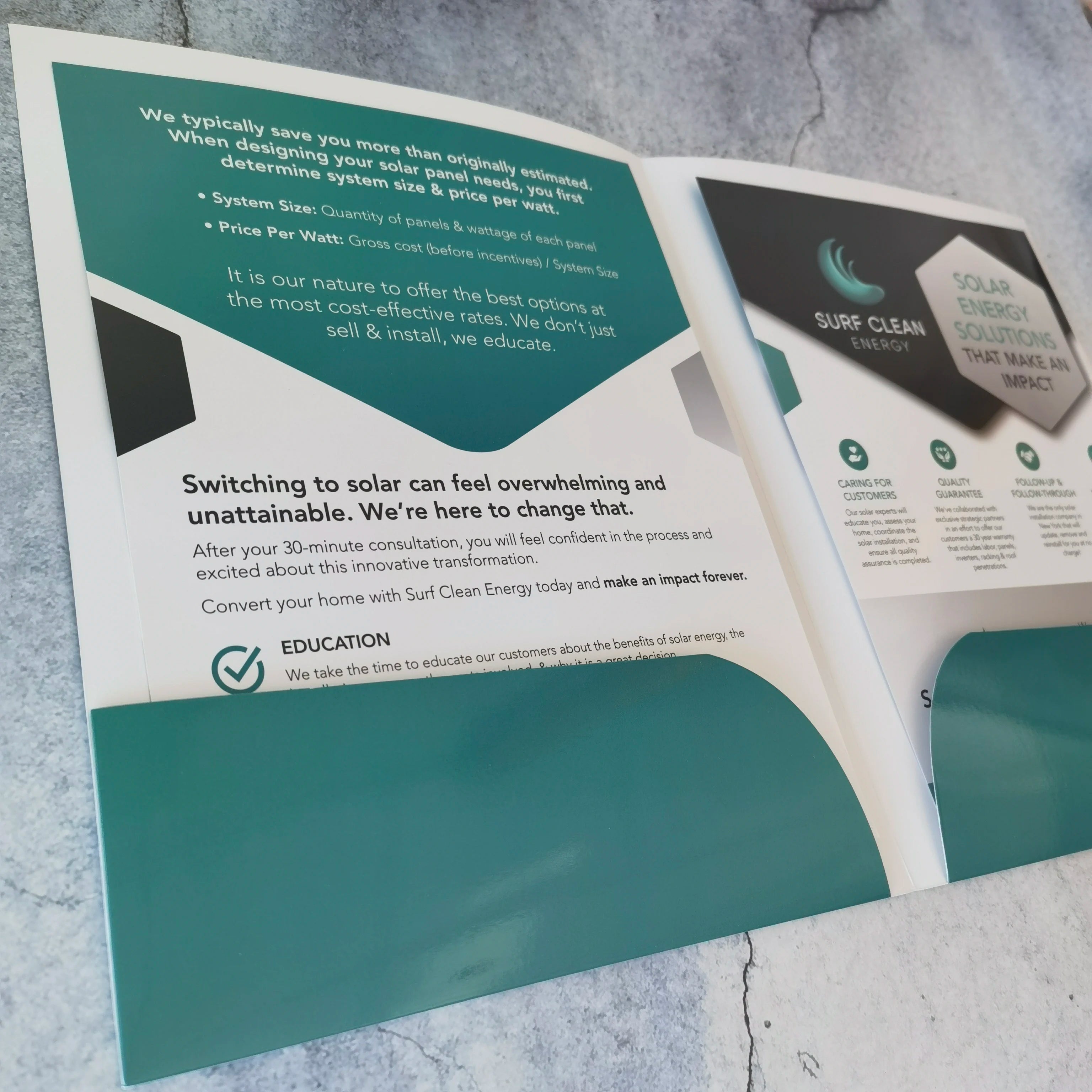 Customized Logo Printing Good Quality Commercial Leaflet Presentation Folder