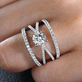 CAOSHI Trend Exquisite Multi Line Cross Design Imitated Diamond Silver Plated Band Rings for Women Wedding Engagement CZ Rings