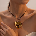 MAIOU Designer 18K Gold Plated Stainless Steel Zircon Big Heart Love Necklace Set for Women Earrings-Wedding Engagement Party