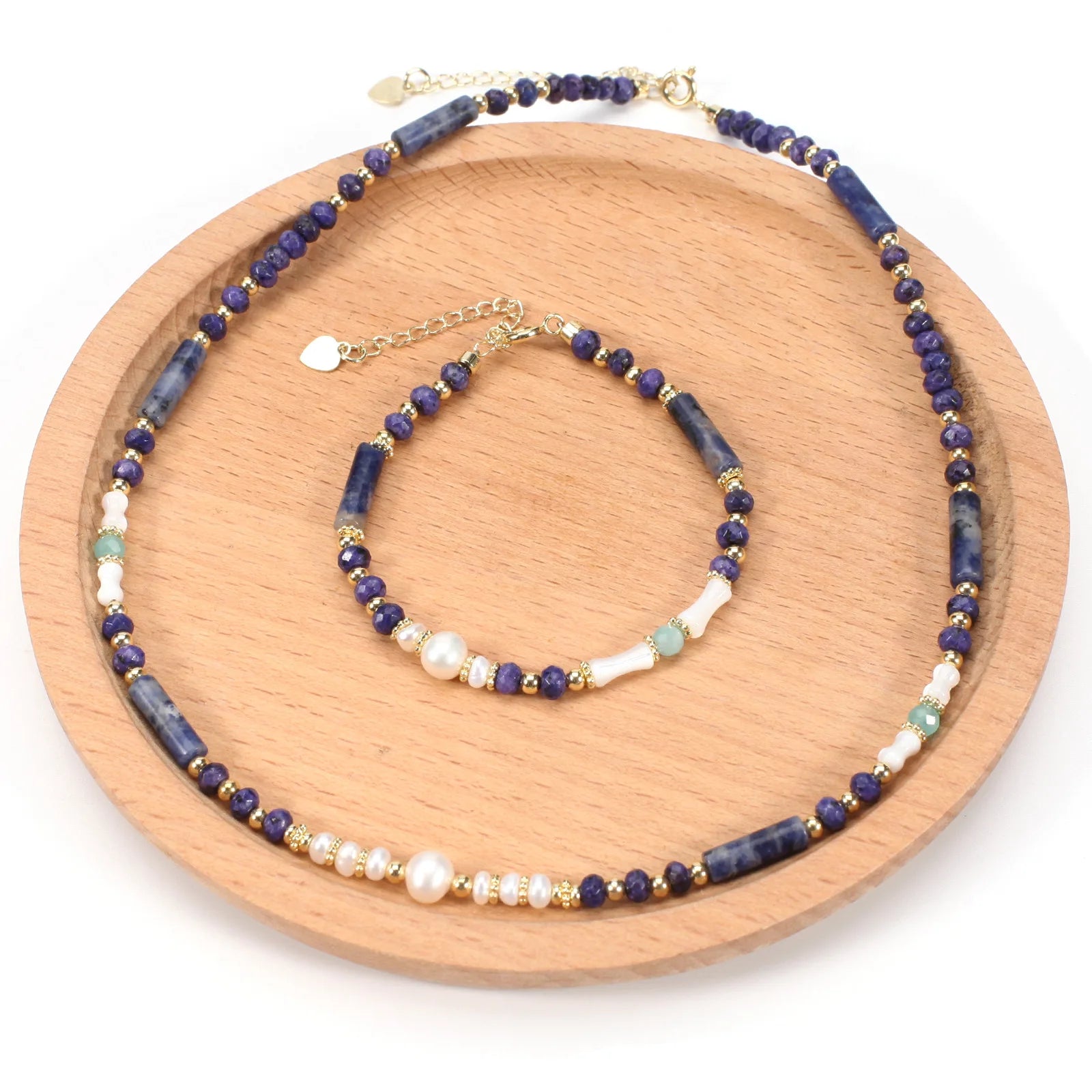 Natural Blue Dot Lapis Lazuli Faceted Stone Beaded Necklace for Women Men Gemstone Healing Crystal Energy Necklace Bracelet