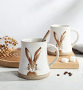 Easter Bunny Cartoon Coarse Pottery Mug High Capacity Waist High Ceramic Mug Set Retro Design Porcelain Coffee Wedding Party Use
