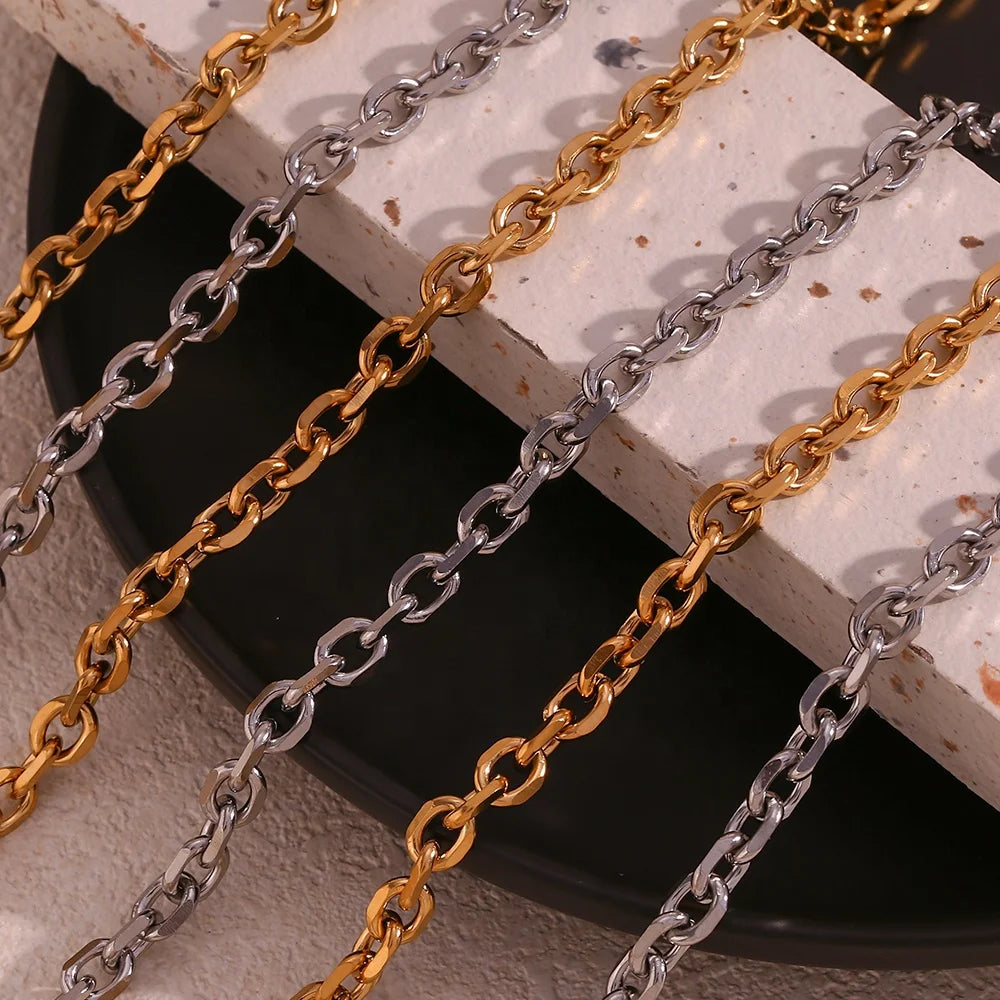 PVD Gold Plated Jewelry Stainless Steel Cross Chain Necklace 18k Gold Plated Necklace Body Jewelry