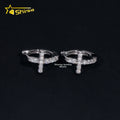 Ready to Ship Pass Diamond Tester Hip Hop Cross Shining 925 Silver Moissanite Hoop Earrings