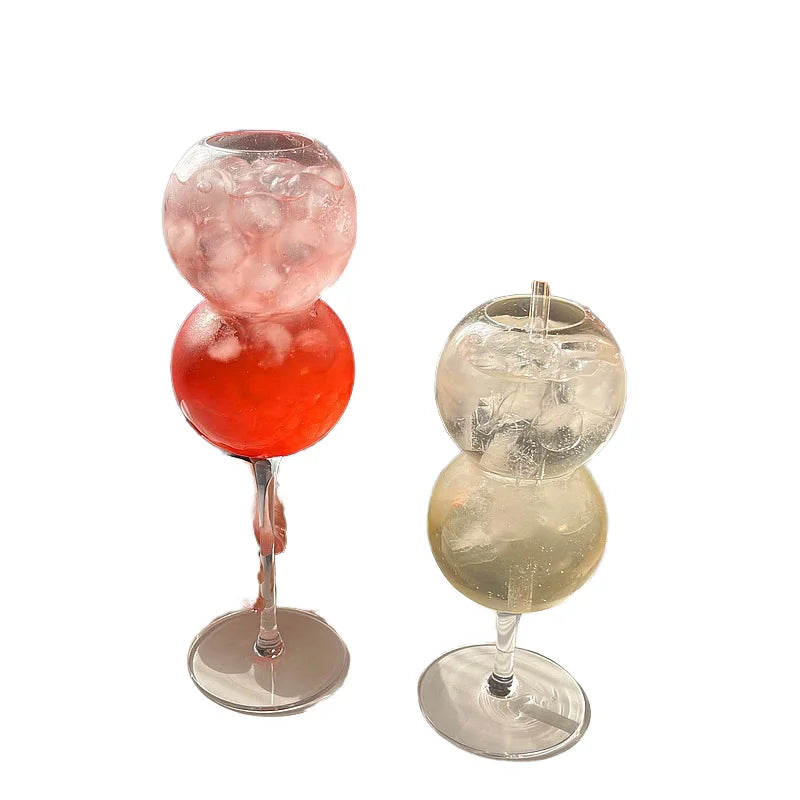 MSH Hot Selling 450ml Gourd-Shaped Bubble Glass Cup Goblet for Beer Cold Drinks