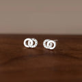 Fashion S925 Sterling Silver Fashion Earrings Simple Double Ring Stud Earrings Interlocking Diamond Moissanite Earrings Women