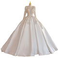 2025 New Summer Satin Wedding Dress Empire Silhouette Heavy Beaded Sleeves V-neck Breathable Lace-up Back Outdoor Wedding Gown