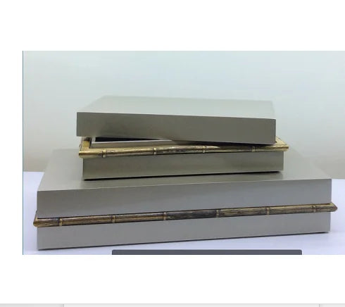 TO-121 Wholesale Customized Rectangle MDF Wood Jewelry Box PU Leather Wooden Gift Box Bamboo Metal Frame Storage for Storage