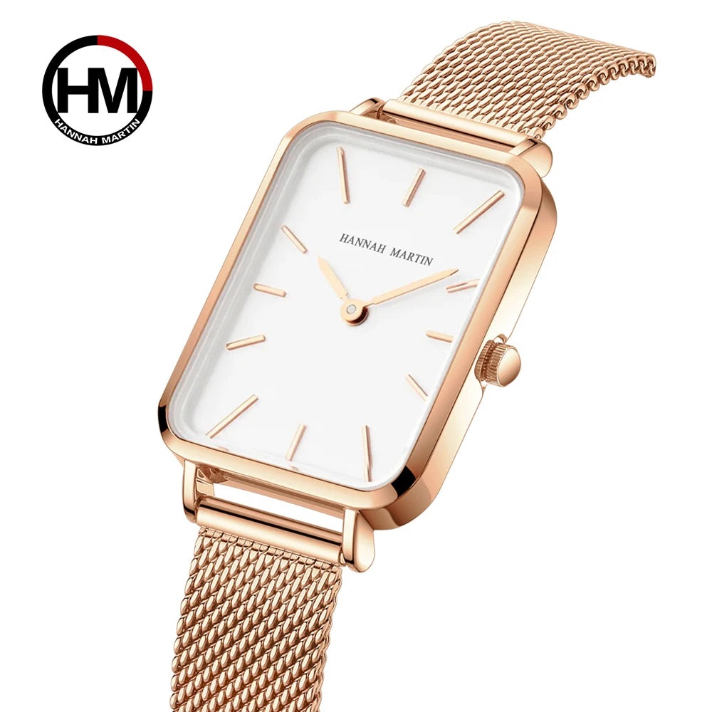 Hannah 1241Ladies Bracelet Quartz Watch Ultrathin Simple Fashion Japanese Movement Stainless Steel Mesh Belt