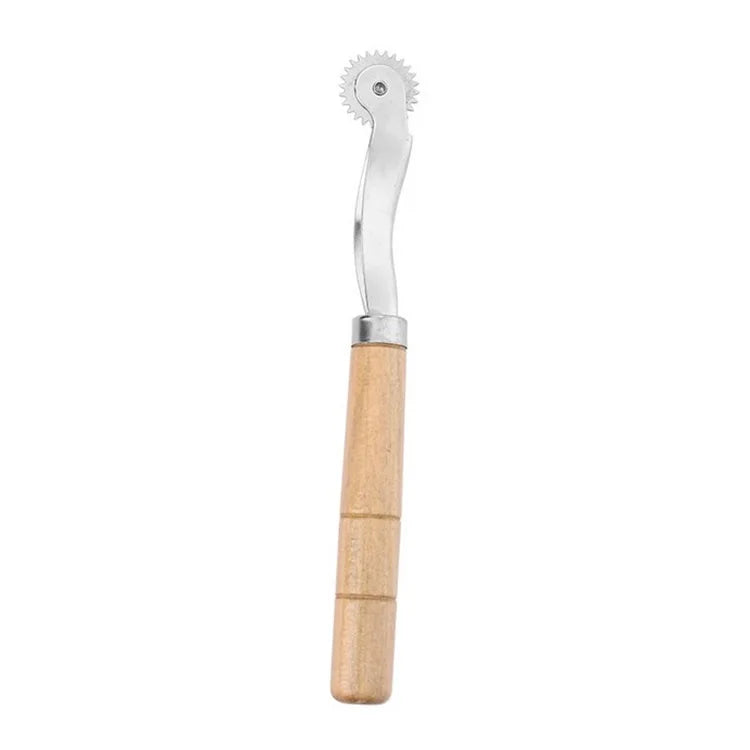 Wholesale Qianyi Wooden Handle Metal+Wooden Stitch Maker Needle Point Leather Tracing Wheel 15.4cm for Handmade Sewing