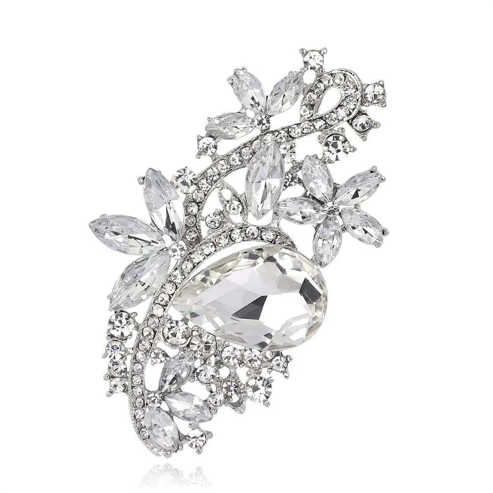 Hot Selling  Glass Brooch Pin New Product for Children's Clothing for Wedding Engagement Alloy Rhinestone Wedding Brooch