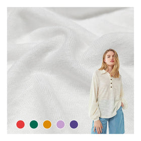 Breathable Knit Polyester Fabric White Slub Material Stock Lot Rayon Hacci Fabrics for Women's Dess/