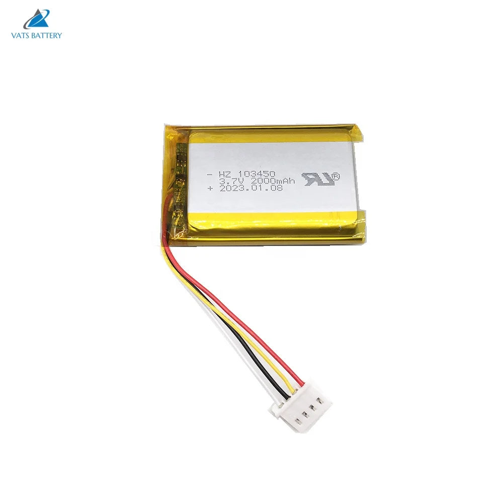 For IEC62133 103450 2000mAh Li Polymer Rechargeable Battery 3.7v UN38.3 10x34x50mm 300 Cycles MegaBDM