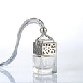 Square Shape Glass Car Perfume Bottles Pendant 8ml Perfume Hanging Car Diffuser Bottle with Wooden Lid