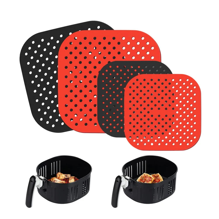 Food Grade Reusable Non-Stick Silicone Air Fryer Liners Eco-friendly Oven Baking Mat with Heat Resistance