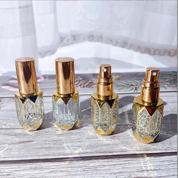 6ml UV Coating Portable Glass Spray Retro Style Gold Bottle Delicate Travel Replacement Sample Empty Bottle