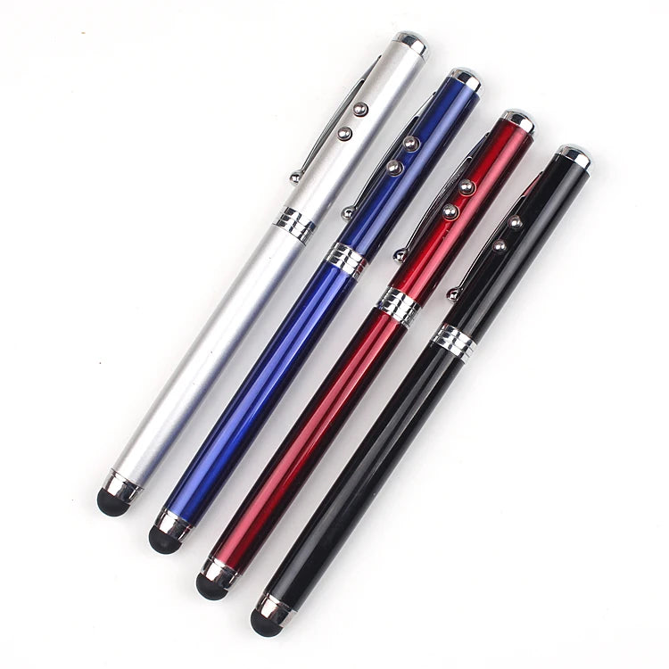 4 in 1 Multi-function Smart Touch Mobile Phone Aluminum Metal Laser Light Ball Pen with Custom logo