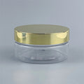80ml Luxury Empty Cosmetic Plastic Jar Free Sample Cosmetic Packaging Empty Jar With Gold Lid Wide Mouth Body Lotion Jar