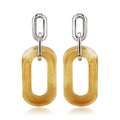 2025 Arrival Jewelry Daily Wear for Women Gifts Korean Metal Oval Acrylic Chain Long Stud Earrings