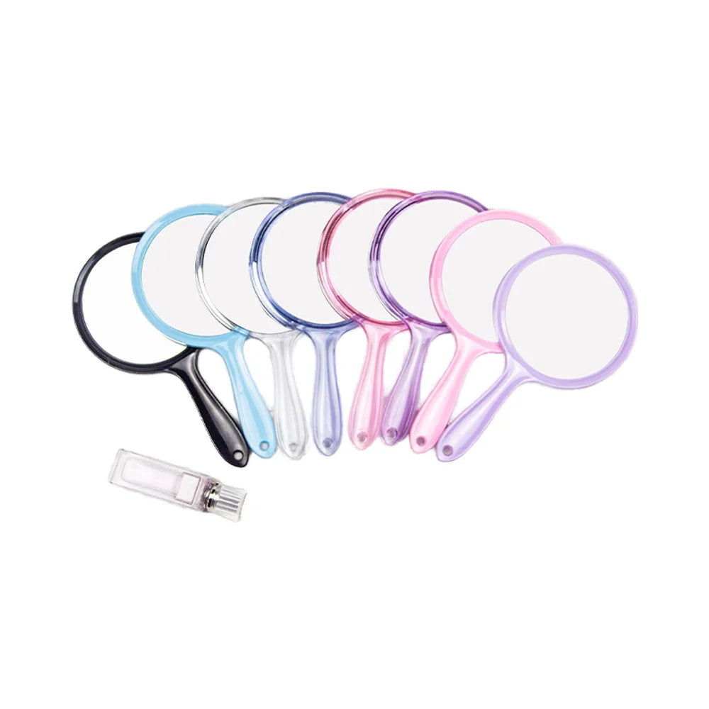 Zonyin Wholesale Dual-Sided Magnifying Handheld Beauty Cosmetic Mirror  Plastic ABS Personalized Hand Makeup Mirror with Handle