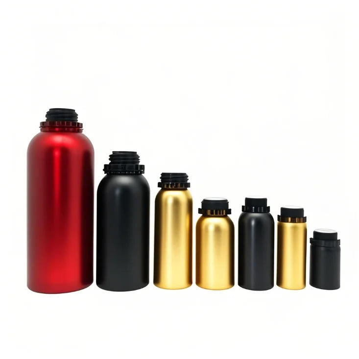 Aluminum Perfume Bottle Package 100ml 150ml 200ml 250ml 500ml 1000ml 1200ml  Red Gold Matte Black Aluminum Essential Oil Bottles