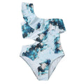 XCTM-552208 Eco Friendly Swimwear Women's One Shoulder Swimwear One Piece Cut Out Design Beachwear Print Swimsuit