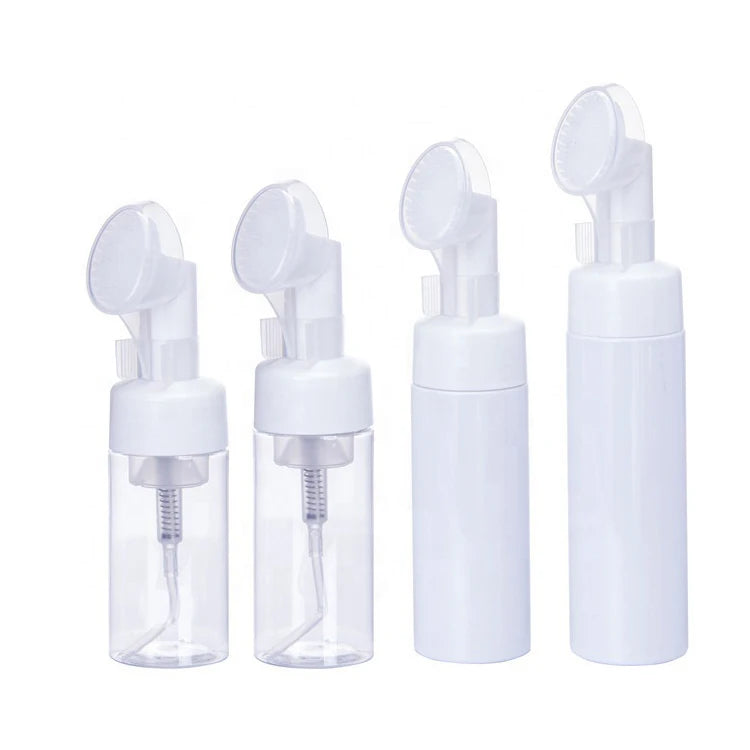 Face Washing Facial Brush 100ml 120ml 150ml 200ml Emulsion Foam Mousse Plastic Lotion Bottle Foaming Face Wash Bottle with Brush