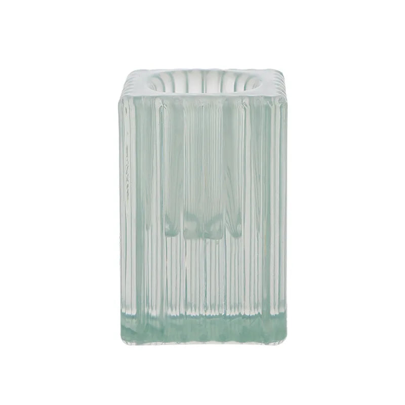 Modern Crystal Glass Candle Jar Simple Embossed Rectangle Transparent Design with Luxury Classic Style Factory Wholesale