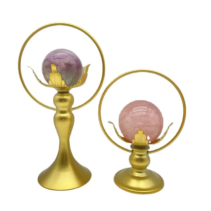 crystal ball sphere stand candle holder metal lotus table decoration