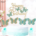 Butterfly Birthday Cake Toppers 1pcs Butterfly Cake Toppers and 12pcs 3D Double Layers Butterfly Cupcake Toppers PQ73